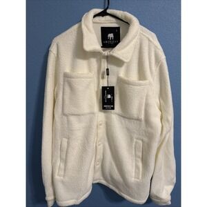 American Stitch Mens White DBL Pocket Button Down Fleece Jacket FW24-T1208 L NEW